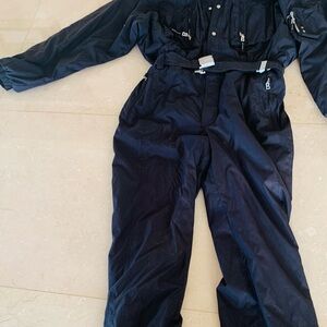 Bogner designer Black Ski Jumpsuit with Cinched Waist and Long Sleeves